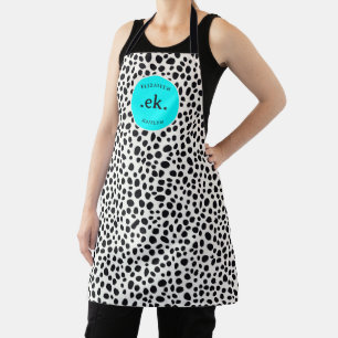 Dalmatian Dog Abstract Pattern Hot Pink Monogram Apron