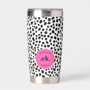  Dalmatian Dog Abstract Pattern Hot Pink Monogram Insulated Tumbler