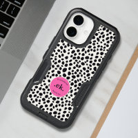  Dalmatian Dog Abstract Pattern Hot Pink Monogram