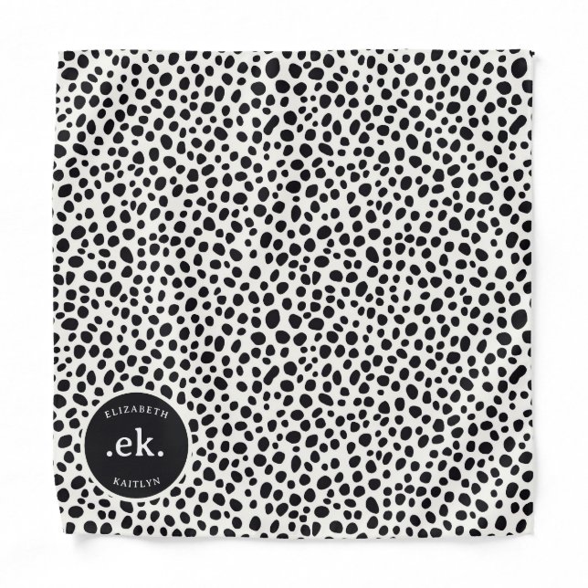 Dalmatian Dog Abstract Pattern Monogram Bandana (Front)