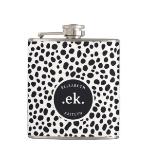 Dalmatian Dog Abstract Pattern Monogram Flask
