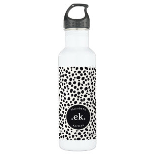  Dalmatian Dog Abstract Pattern Monogram Stainless Steel Water Bottle