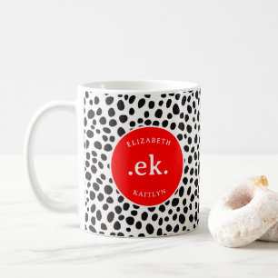  Dalmatian Dog Abstract Pattern RedMonogram Coffee Mug