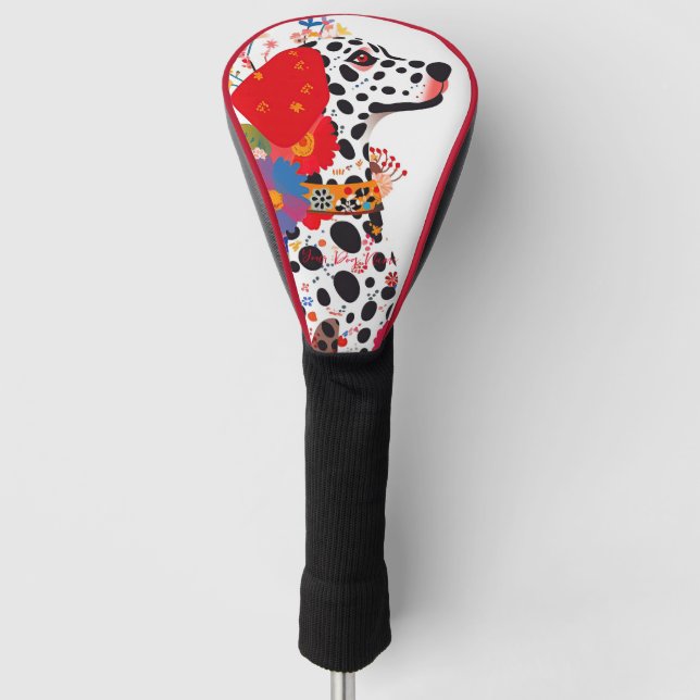 Dalmatian Dog and Flowers  001 - Tailor jewel Golf Head Cover (Front)