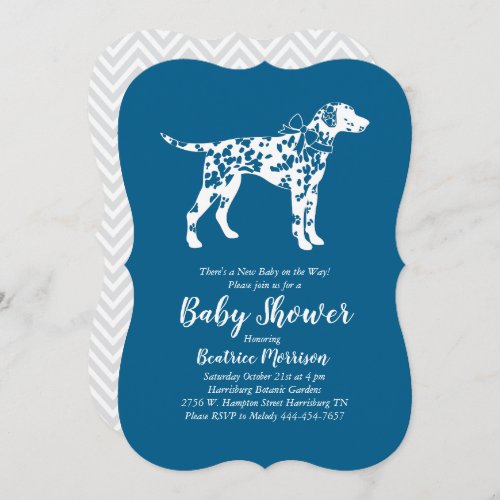 Dalmatian Dog Baby Shower Blue Boy Invitation