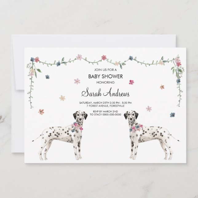 Dalmatian Dog Baby Shower Card (Front)