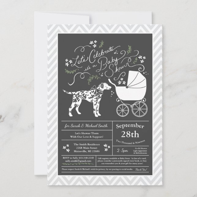 Dalmatian Dog Baby Shower Gender Neutral Invitation (Front)
