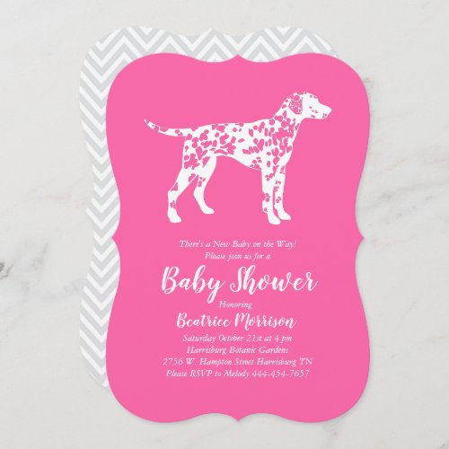 Dalmatian Dog Baby Shower Pink Girl Invitation