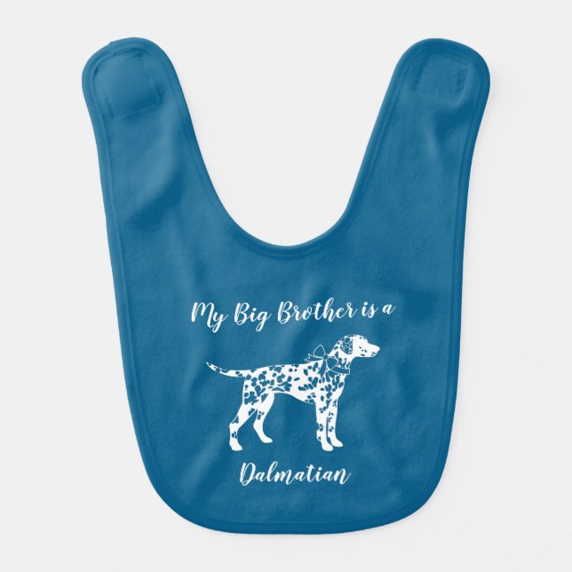 Dalmatian Dog Baby Shower Puppy Blue Boy Baby Bib (Front)