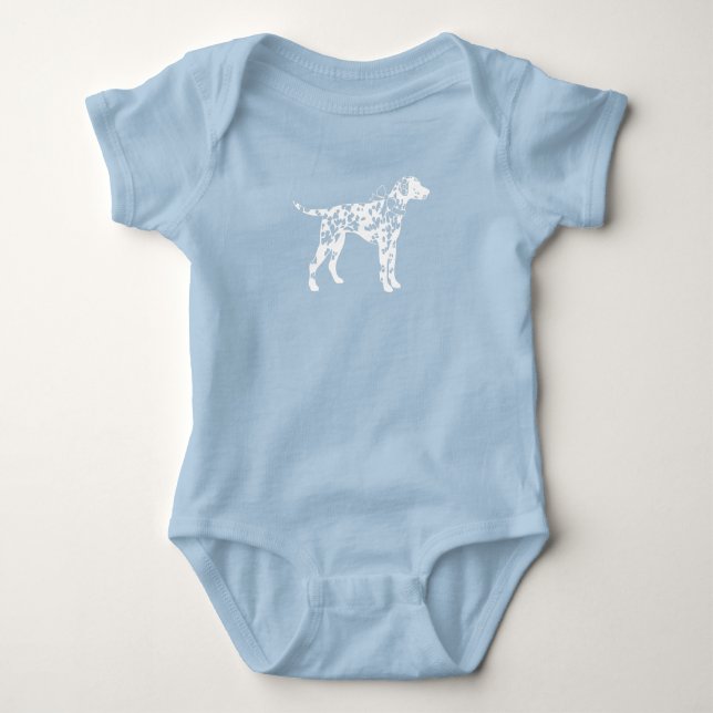 Dalmatian Dog Baby Shower Puppy Blue Boy Baby Bodysuit (Front)