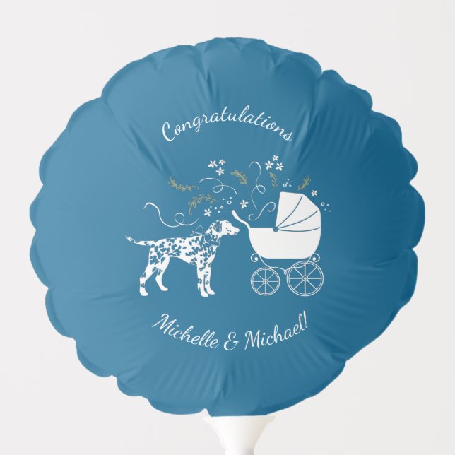 Dalmatian Dog Baby Shower Puppy Blue Boy Balloon (Front)