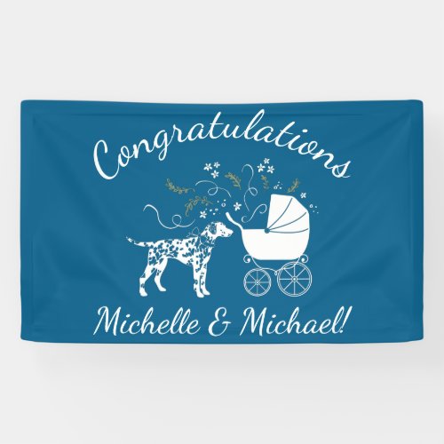 Dalmatian Dog Baby Shower Puppy Blue Boy Banner