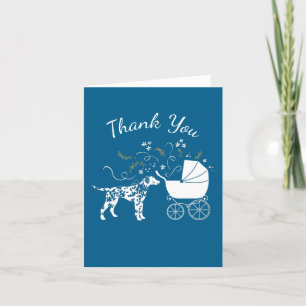 Dalmatian Dog Baby Shower Puppy Blue Boy Letterpress Thank You Card