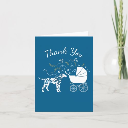 Dalmatian Dog Baby Shower Puppy Blue Boy Thank You Card