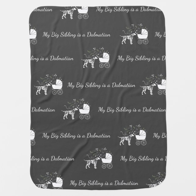 Dalmatian Dog Baby Shower Puppy Grey Baby Blanket (Front)