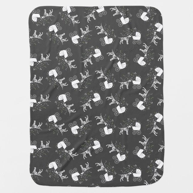 Dalmatian Dog Baby Shower Puppy Grey Baby Blanket (Front)