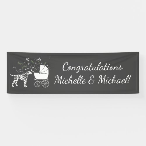 Dalmatian Dog Baby Shower Puppy Grey Banner