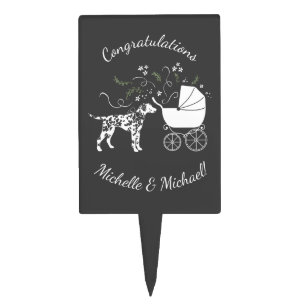 Dalmatian Dog Baby Shower Puppy Grey Cake Topper