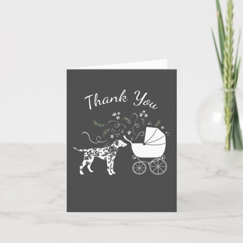 Dalmatian Dog Baby Shower Puppy Grey Thank You Card