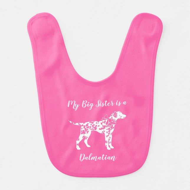 Dalmatian Dog Baby Shower Puppy Pink Girl Baby Bib (Front)