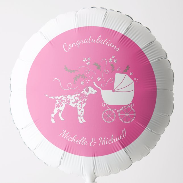 Dalmatian Dog Baby Shower Puppy Pink Girl Balloon (Front)