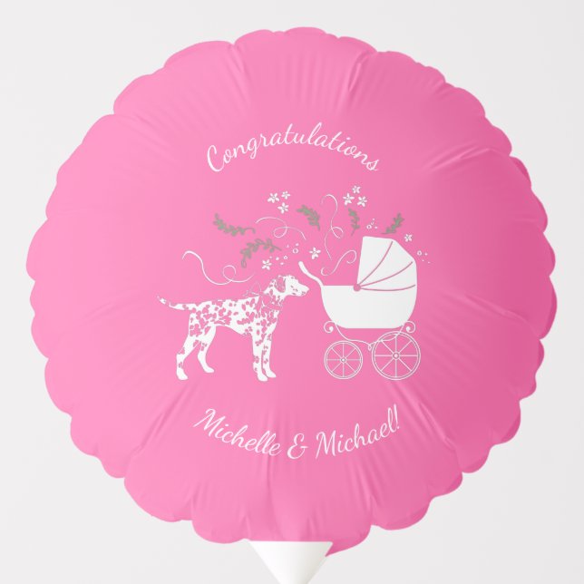 Dalmatian Dog Baby Shower Puppy Pink Girl Balloon (Front)