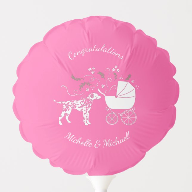 Dalmatian Dog Baby Shower Puppy Pink Girl Balloon (Front)