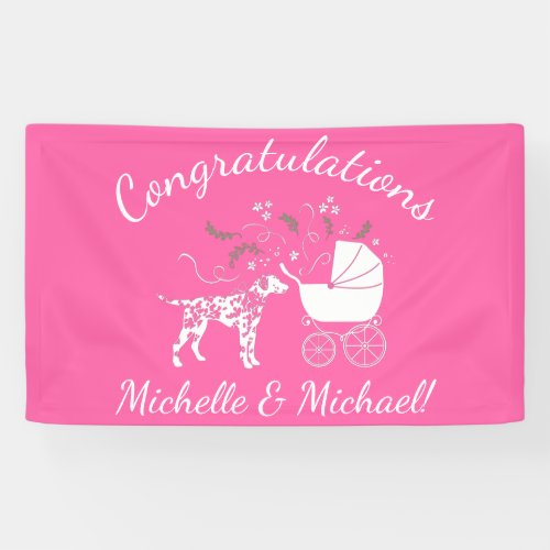 Dalmatian Dog Baby Shower Puppy Pink Girl Banner