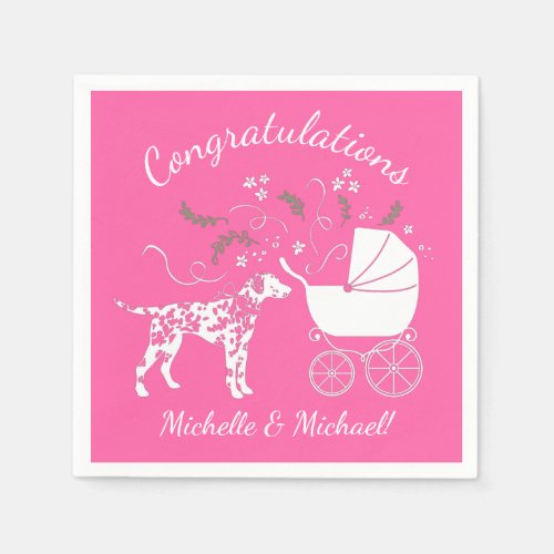 Dalmatian Dog Baby Shower Puppy Pink Girl Napkins