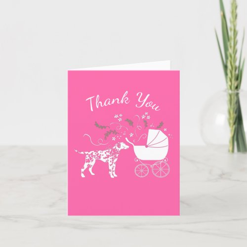 Dalmatian Dog Baby Shower Puppy Pink Girl Thank You Card