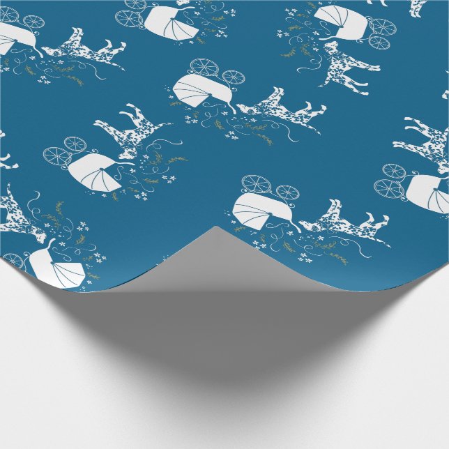 Dalmatian Dog Baby Shower Puppy Pink Girl Wrapping Paper (Corner)
