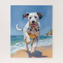 Dalmatian Dog Beach Watercolor Pet Painting