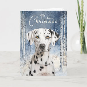 Dalmatian Dog Birch Aspen Winter Forest Christmas Holiday Card