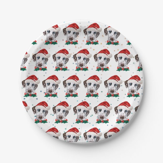Dalmatian Dog Breed Christmas Paper Plates (Front)