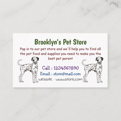 Dalmatian dog cartoon  business card