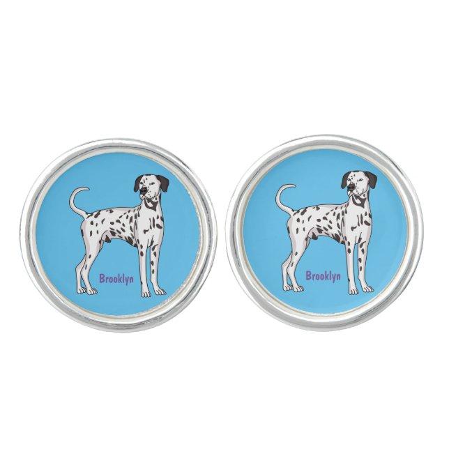 Dalmatian dog cartoon cufflinks (Front)