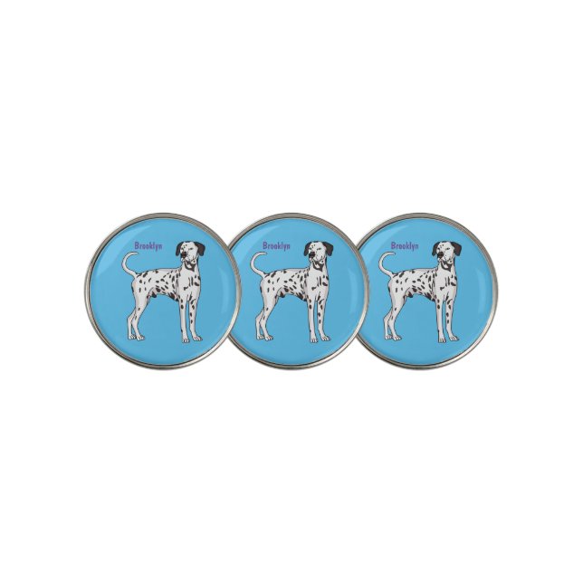 Dalmatian dog cartoon golf ball marker (3 Up)