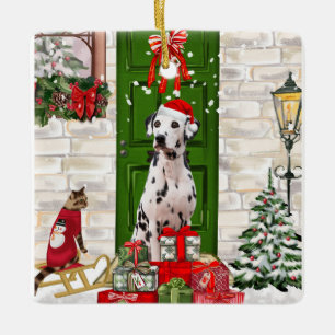 Dalmatian Dog Christmas   Ceramic Ornament