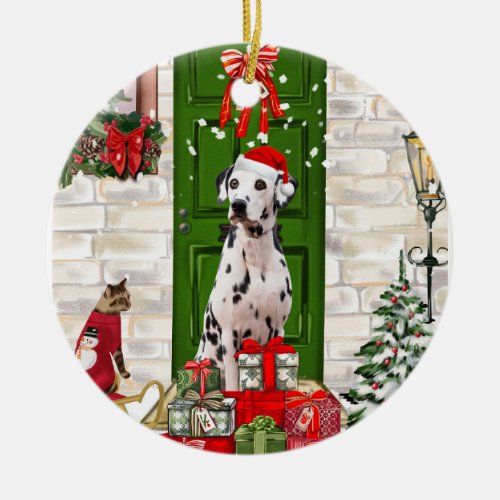 Dalmatian Dog Christmas  Ceramic Ornament