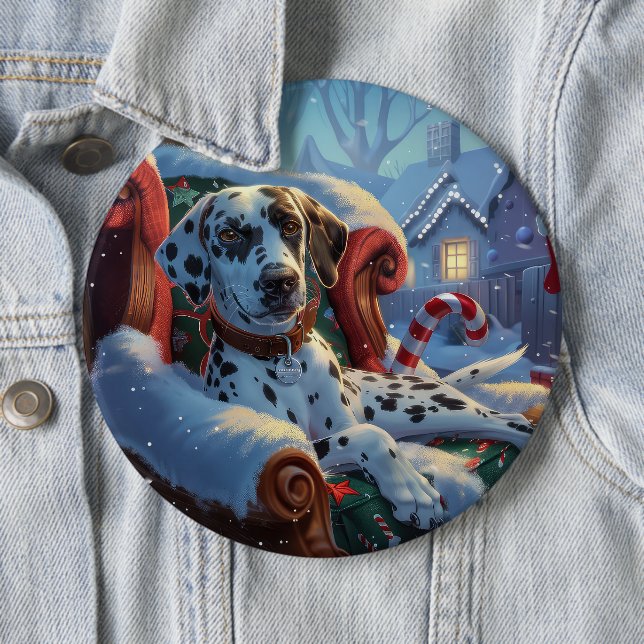 Dalmatian Dog Christmas Festive Button (In Situ)