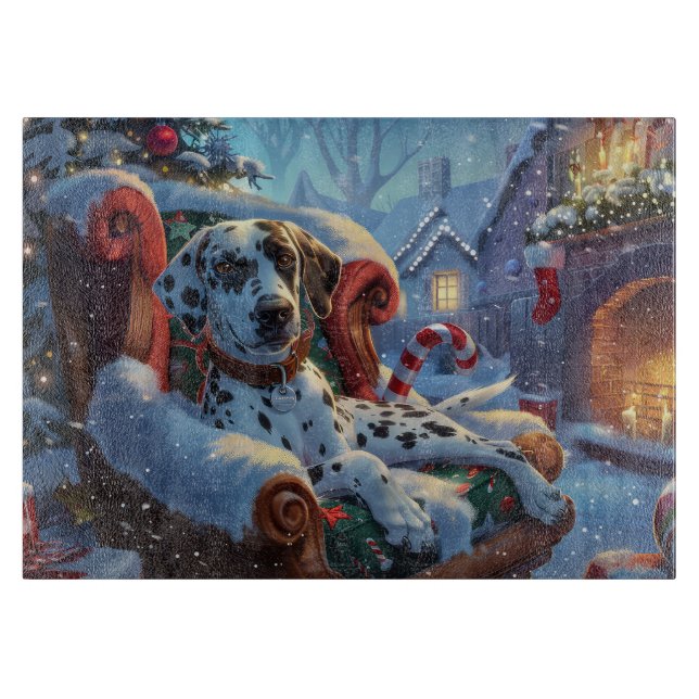 Dalmatian Dog Christmas Festive Cutting Board (Front)