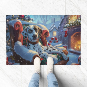 Dalmatian Dog Christmas Festive Doormat