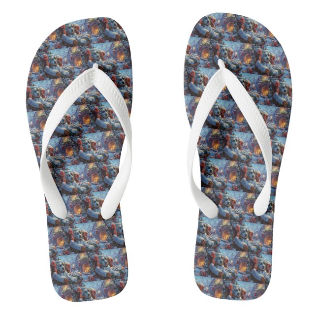 Dalmatian Dog Christmas Festive Flip Flops (Footbed)