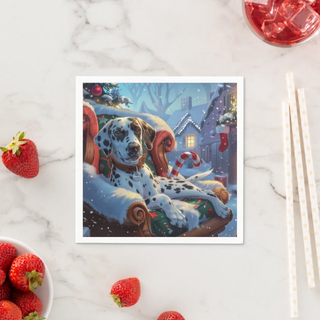 Dalmatian Dog Christmas Festive Napkins (Insitu)