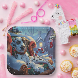 Dalmatian Dog Christmas Festive Paper Plates