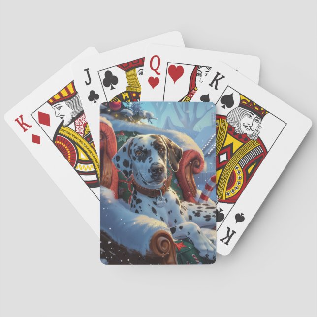 Dalmatian Dog Christmas Festive Poker Cards (Back)