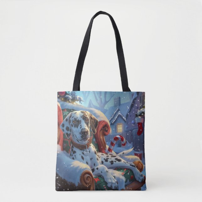 Dalmatian Dog Christmas Festive Tote Bag (Front)