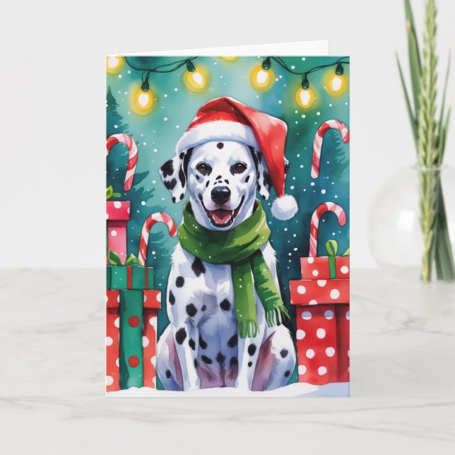 Dalmatian Dog Christmas Greeting Card (Front)