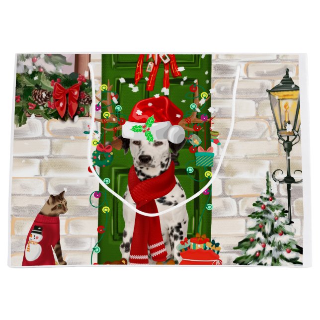 Dalmatian Dog Christmas   Large Gift Bag (Front)