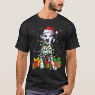 Dalmatian Dog Christmas Lighting Santa Hat Dalmati T-Shirt